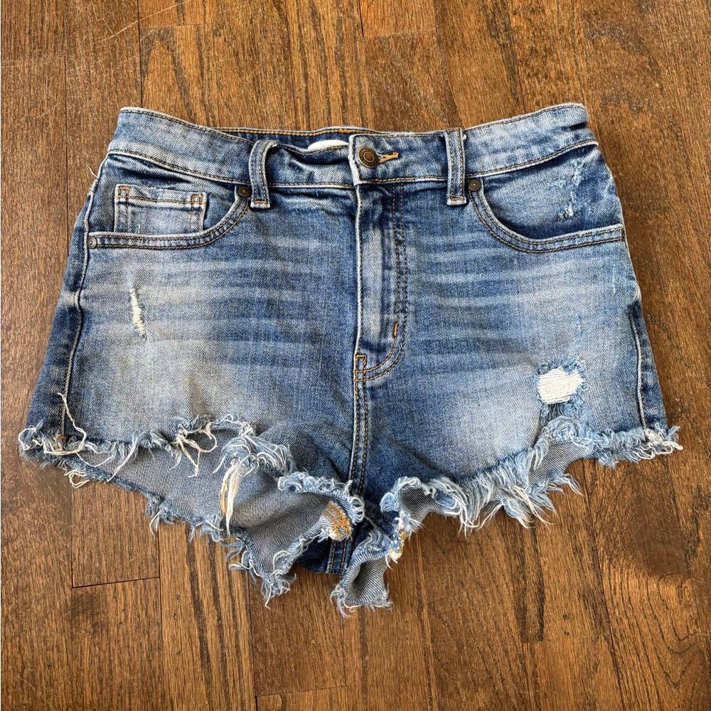 High rise denim cutoff shorts